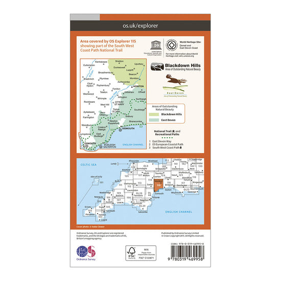 Explorer Active 115 Exmouth & Sidmouth Map With Digital Version