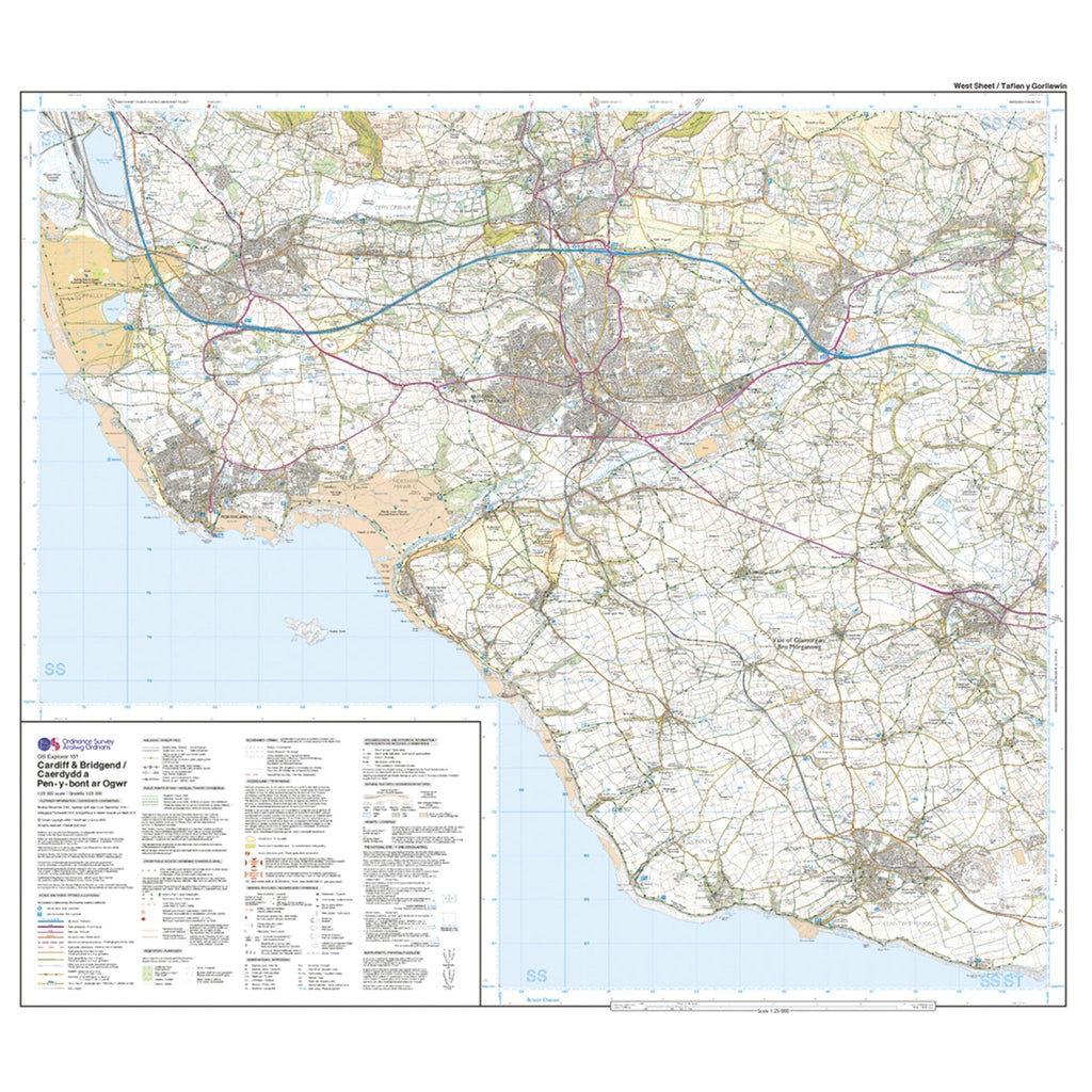 Explorer 151 Cardiff & Bridgend Map With Digital Version