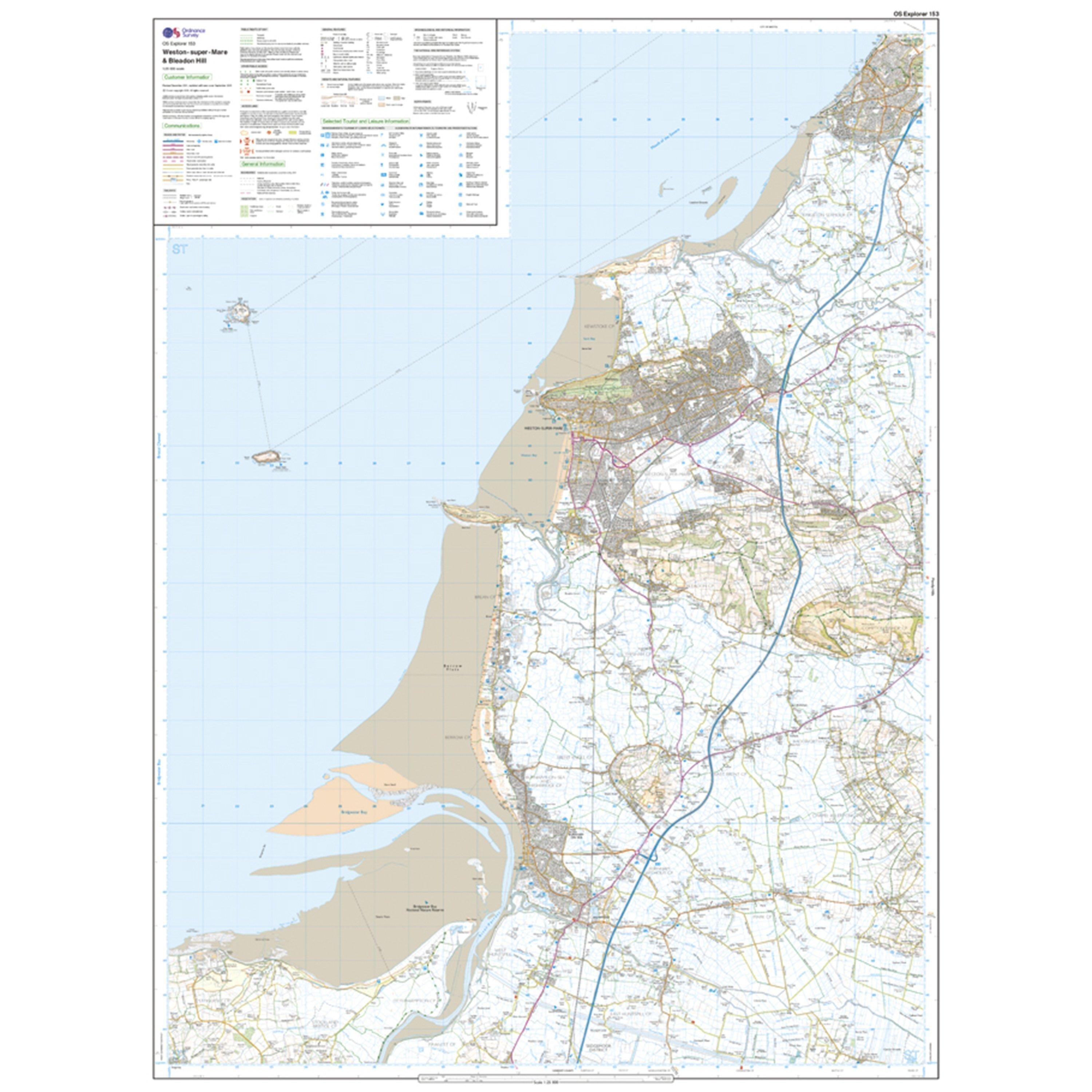 Explorer 153 Weston-Super-Mare & Bleadon Hill Map With Digital Version