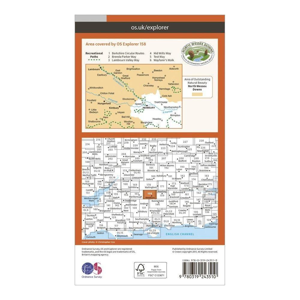Explorer 158 Newbury & Hungerford Map With Digital Version