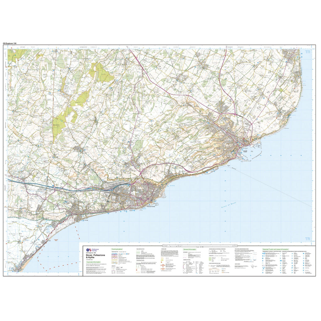 Explorer Active 138 Dover, Folkstore & Hythe Map With Digital Version