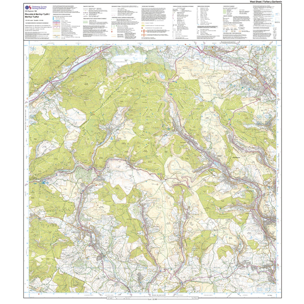 Explorer 166 Rhondda & Merthyr Tydfil Map With Digital Version
