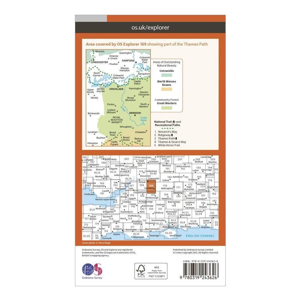 Explorer 169 Cirencester  Swindon Map With Digital Version