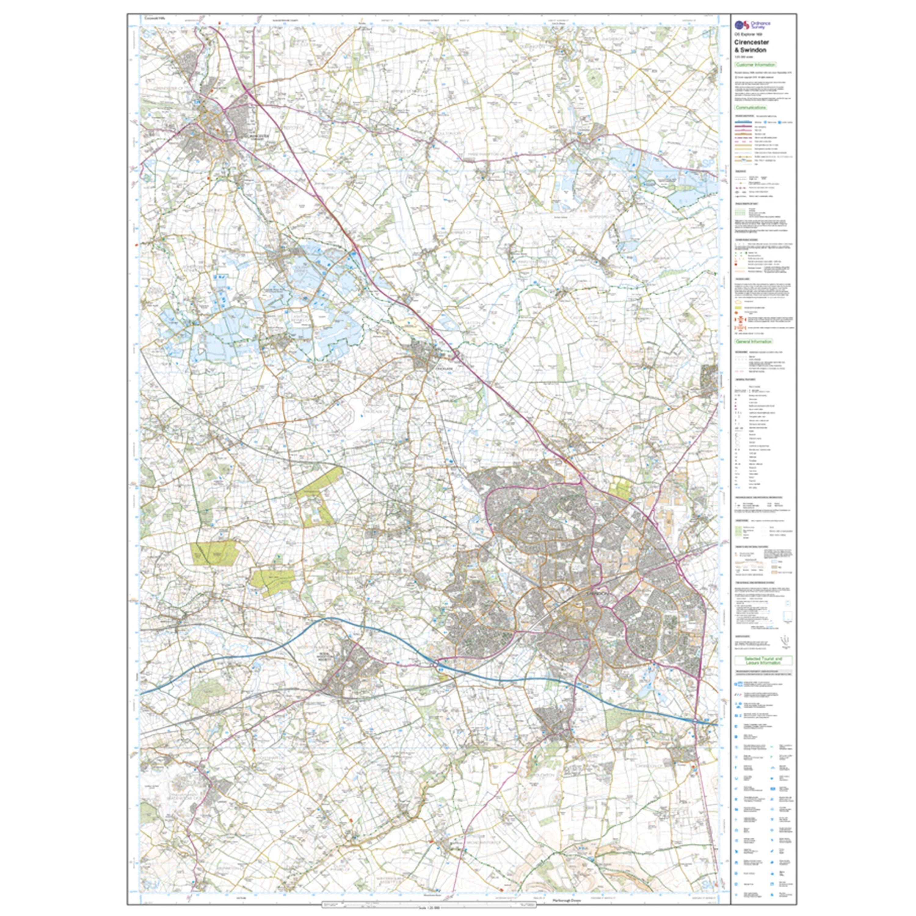 Explorer 169 Cirencester  Swindon Map With Digital Version