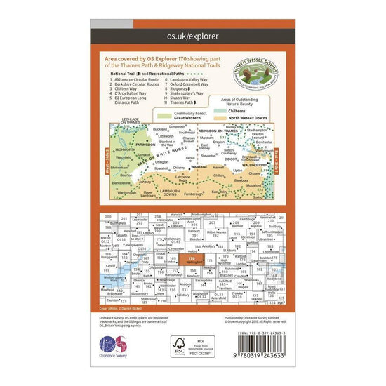 Explorer 170 Abingdon, Wantage & Vale of White Horse Map With Digital Version