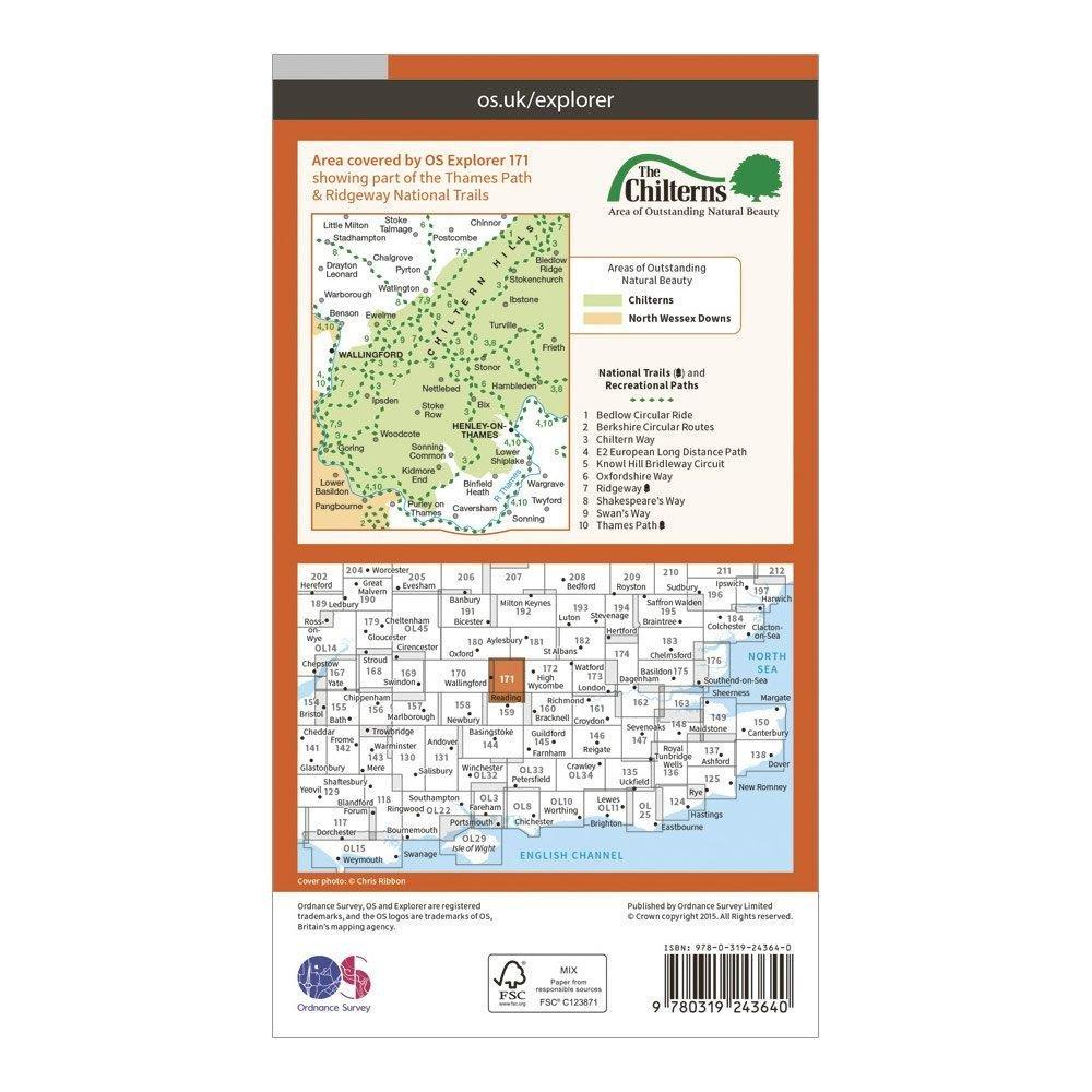 Explorer 171 Chiltern Hills West, Henley-on-Thames & Wallingford Map With Digital Version