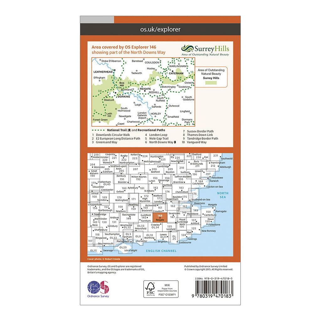 Explorer Active 146 Dorking, Box Hill & Reigate Map With Digital Version