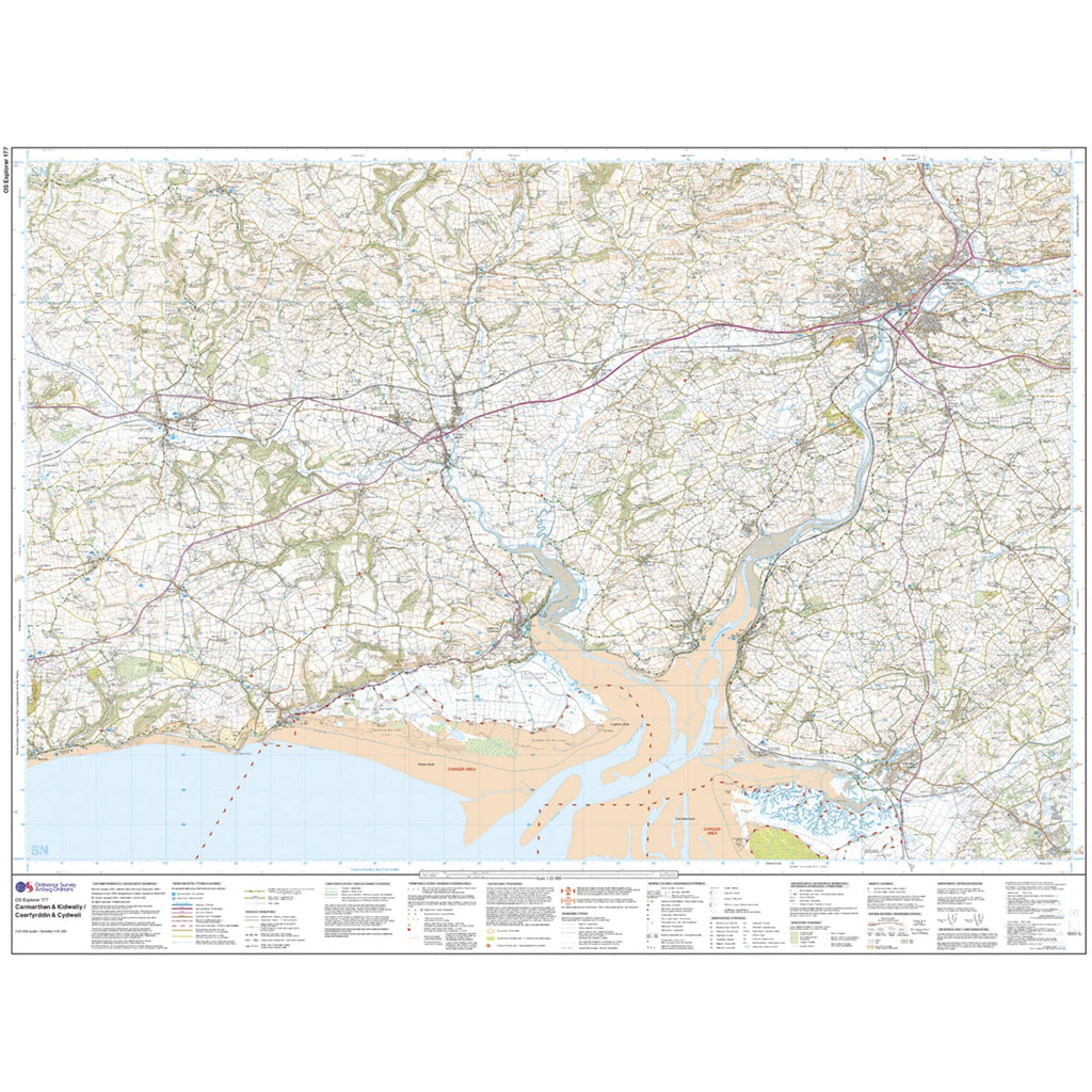 Explorer 177 Carmarthen & Kidwelly Map With Digital Version