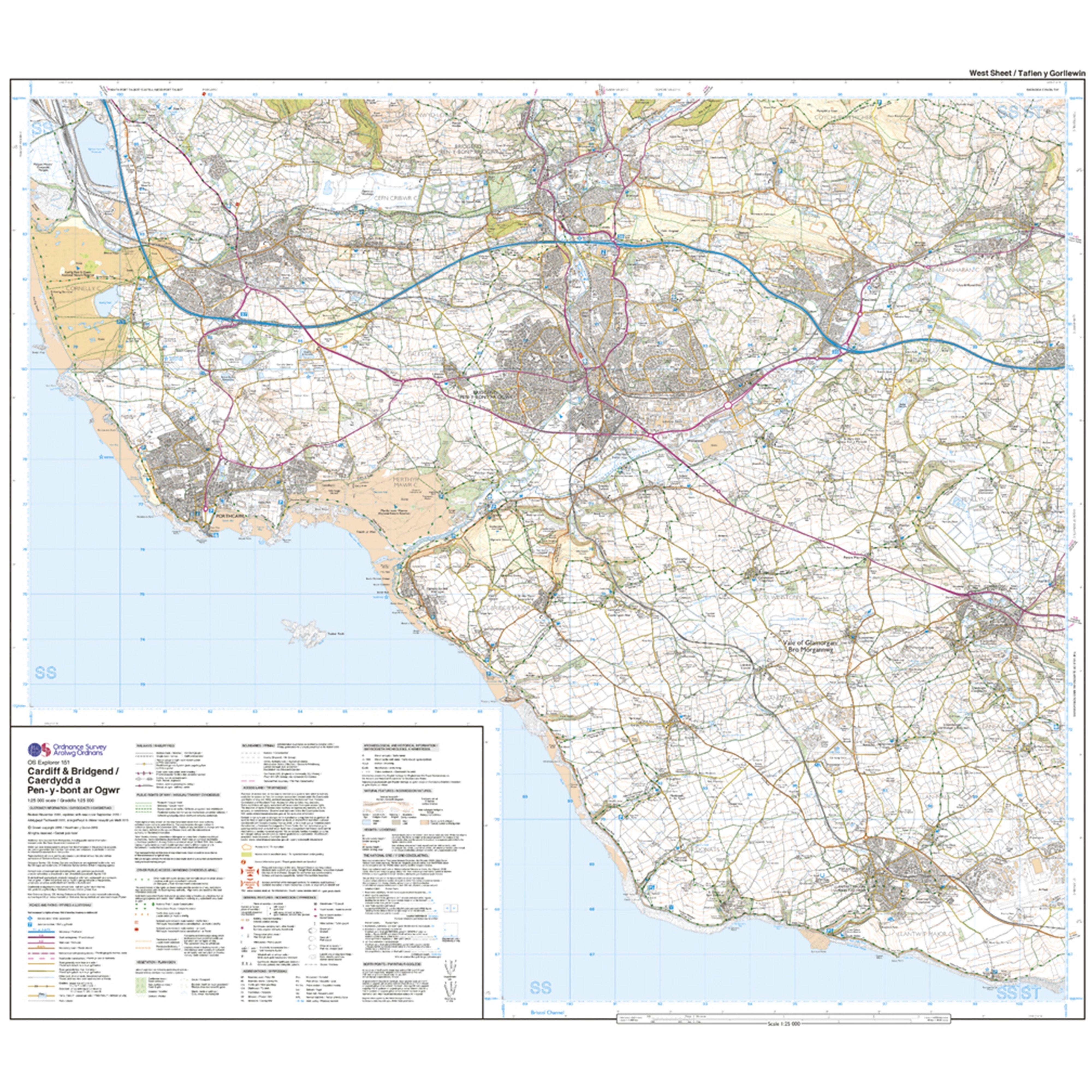 Explorer Active 151 Cardiff & Bridgend Map With Digital Version