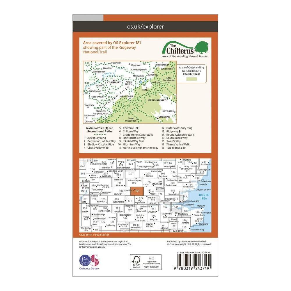 Explorer 181 Chiltern Hills North Map With Digital Version