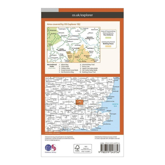 Explorer 182 St Albans & Hatfield Map With Digital Version