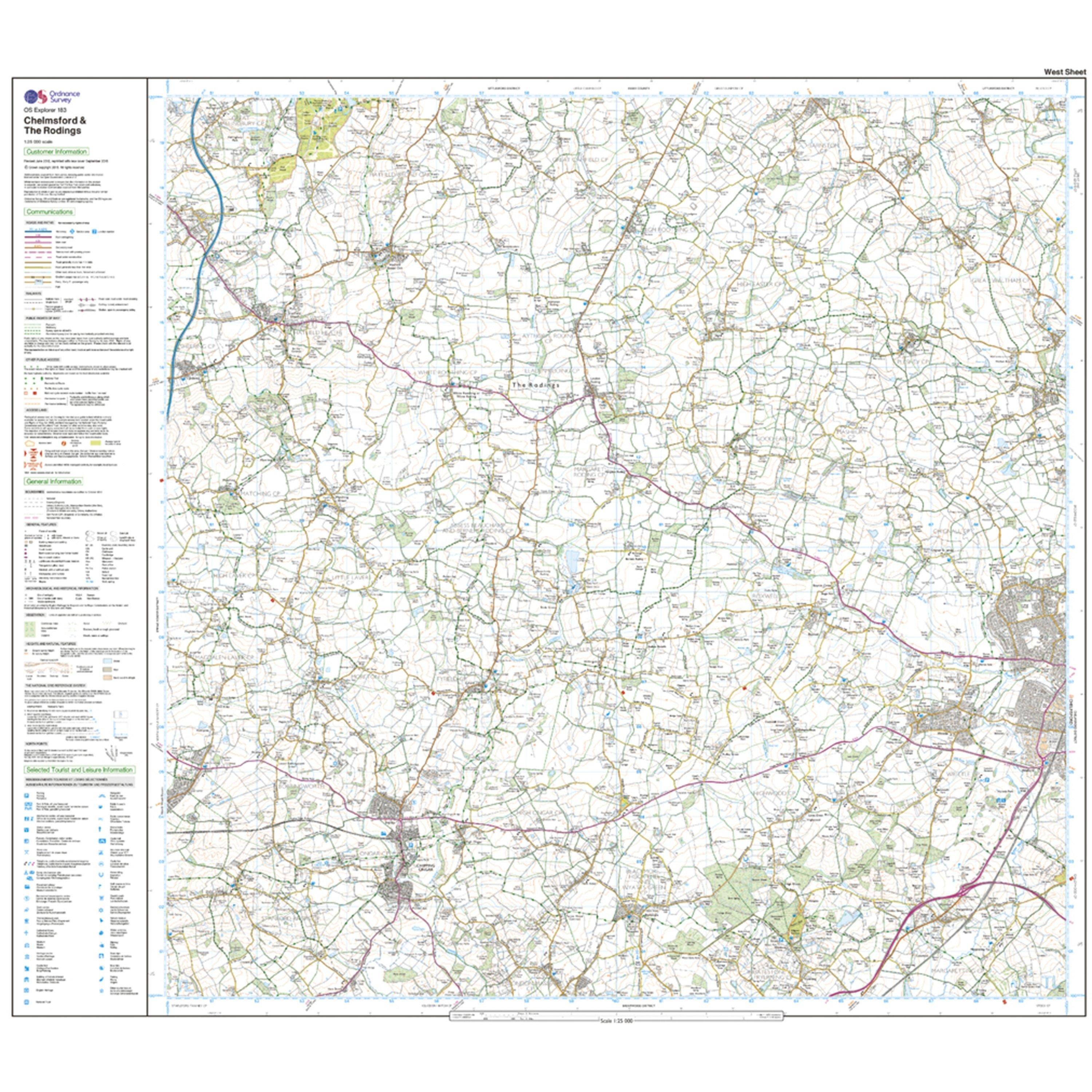 Explorer 183 Chelmsford & The Rodings Map With Digital Version