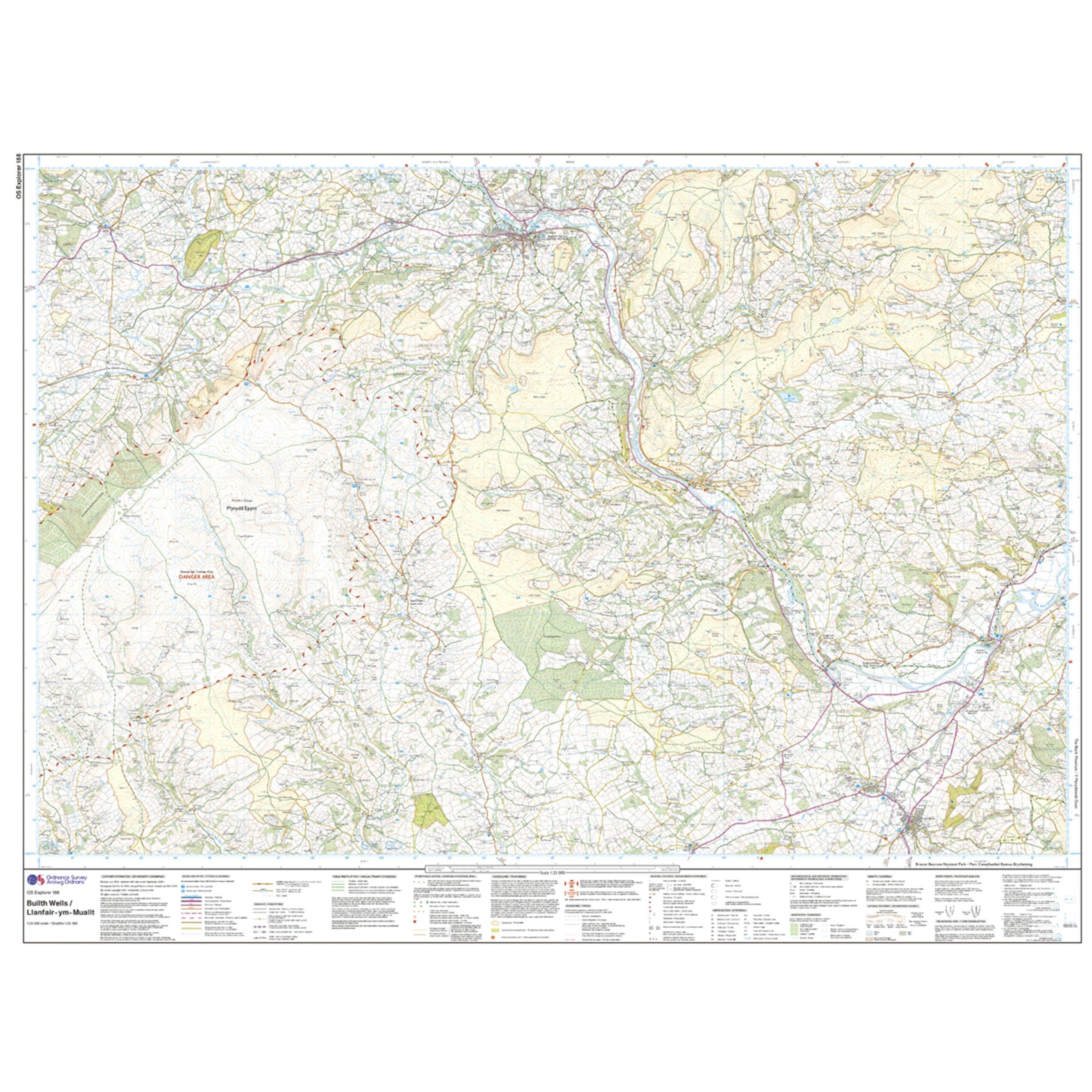 Explorer 188 Builth Wells Paincastle  Talgarth Map With Digital Version