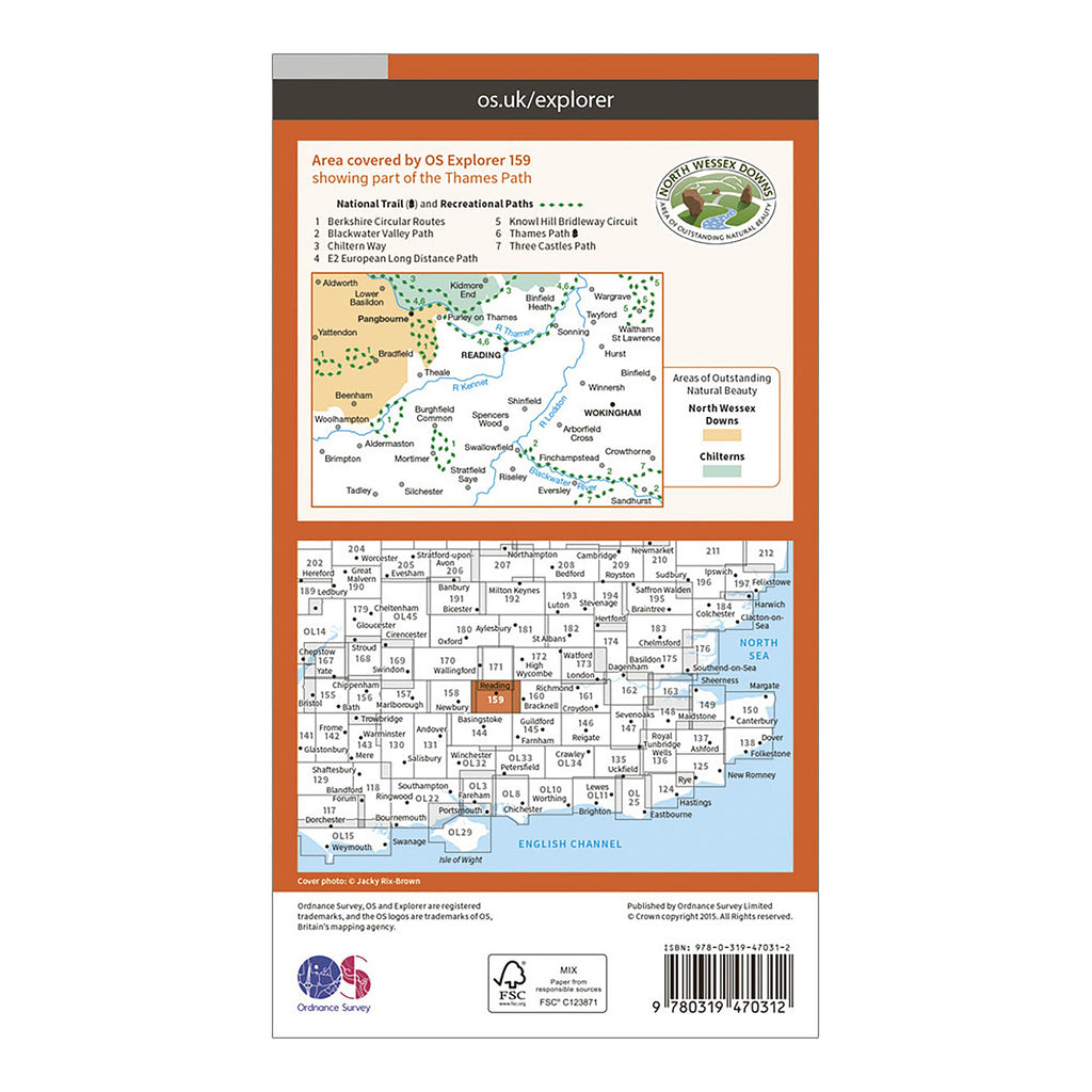 Explorer Active 159 Reading, Wokingshire & Pangbourne Map With Digital Version