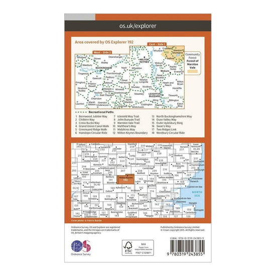 Explorer 192 Buckingham  Milton Keynes Map With Digital Version
