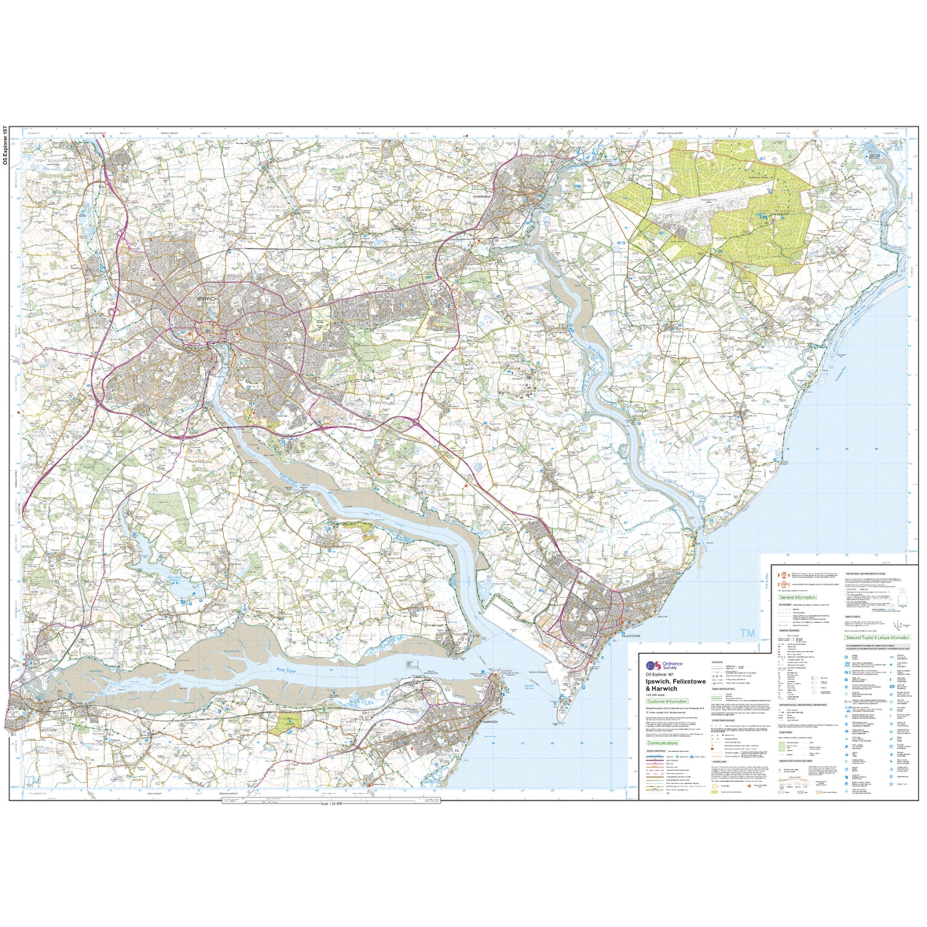 Explorer 197 Ipswich Felixstowe  Harwich Map With Digital Version