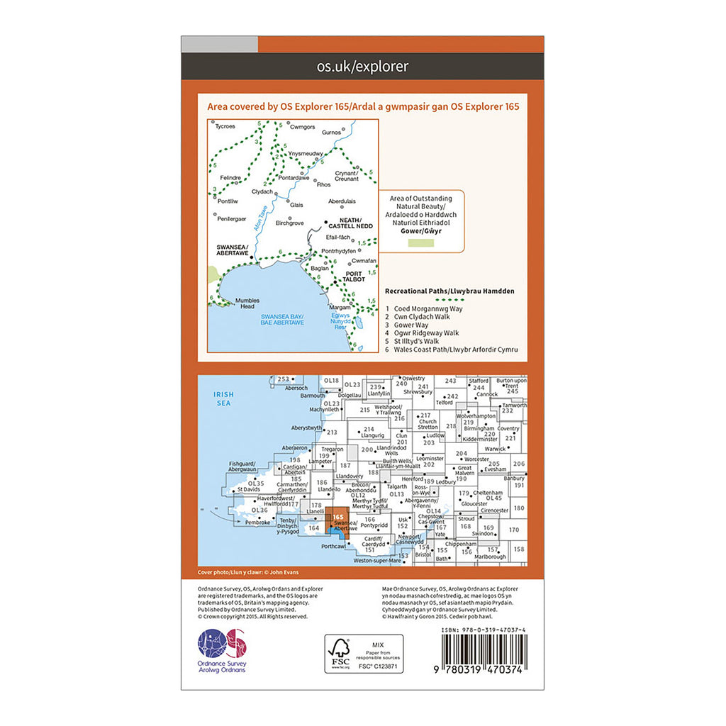 Explorer Active 165 Swansea, Neath & Port Talbot Map With Digital Version