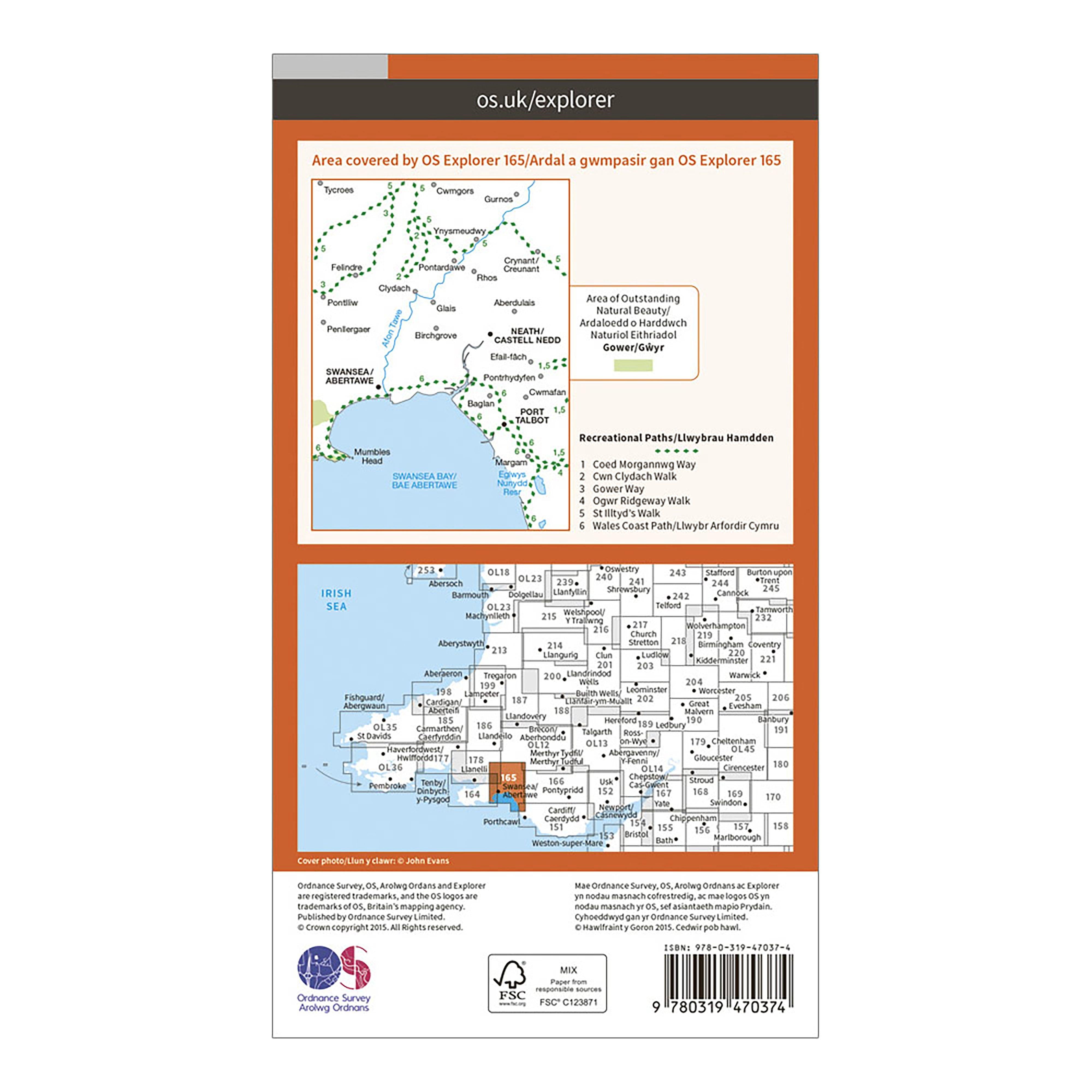 Explorer Active 165 Swansea, Neath & Port Talbot Map With Digital Version