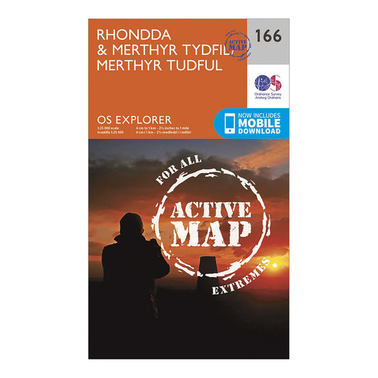 Explorer Active 166 Rhondda  Merthyr Tydfil Map with Digital Version