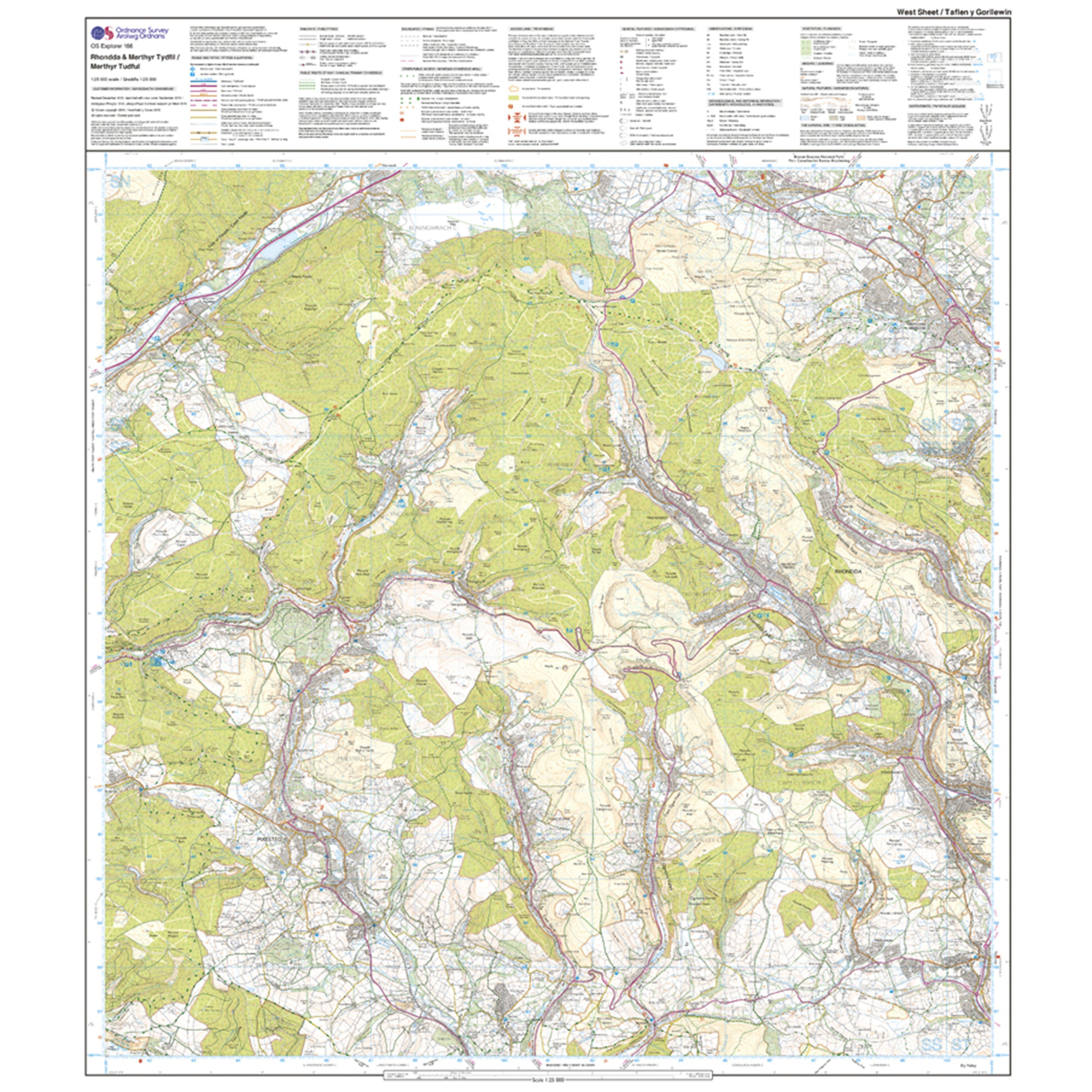 Explorer Active 166 Rhondda  Merthyr Tydfil Map with Digital Version