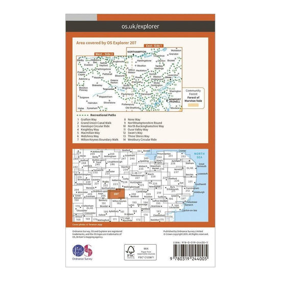 Explorer 207 Newport Pagnell & Northampton South Map With Digital Version