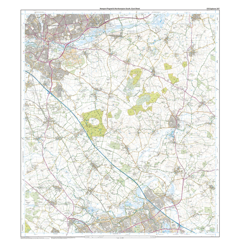 Explorer 207 Newport Pagnell & Northampton South Map With Digital Version