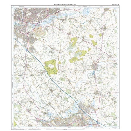 Explorer 207 Newport Pagnell & Northampton South Map With Digital Version