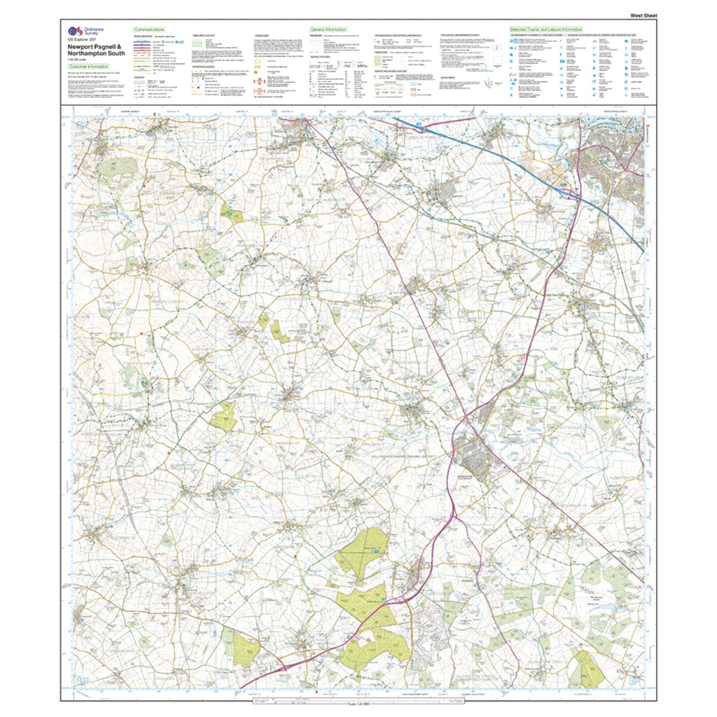 Explorer 207 Newport Pagnell & Northampton South Map With Digital Version