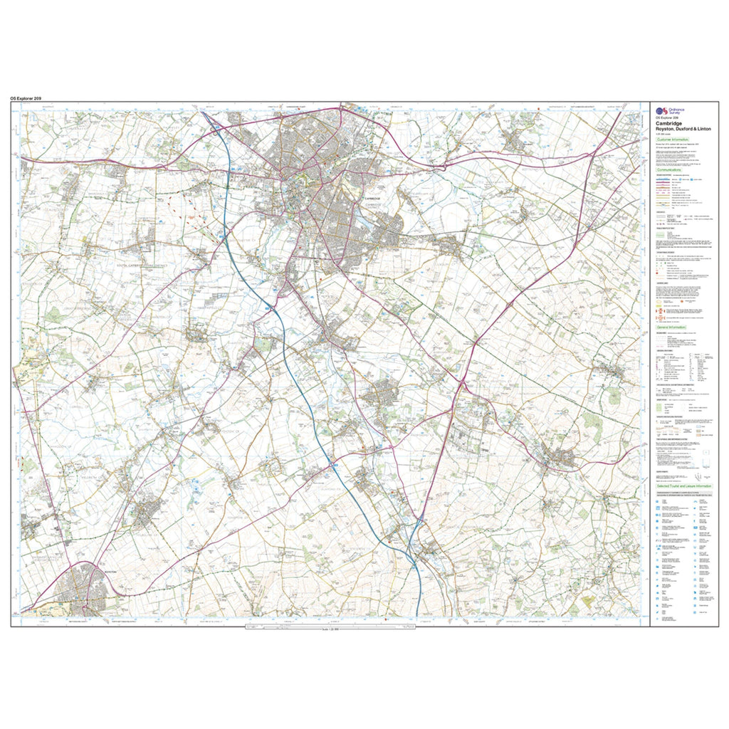 Explorer 209 Cambridge, Royston, Duxford & Linton Map With Digital Version