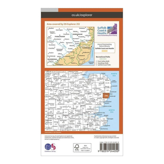 Explorer 212 Woodbridge & Saxmundham Map With Digital Version