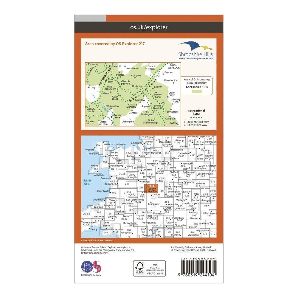 Explorer 217 The Long Mynd & Wenlock Edge Map With Digital Version