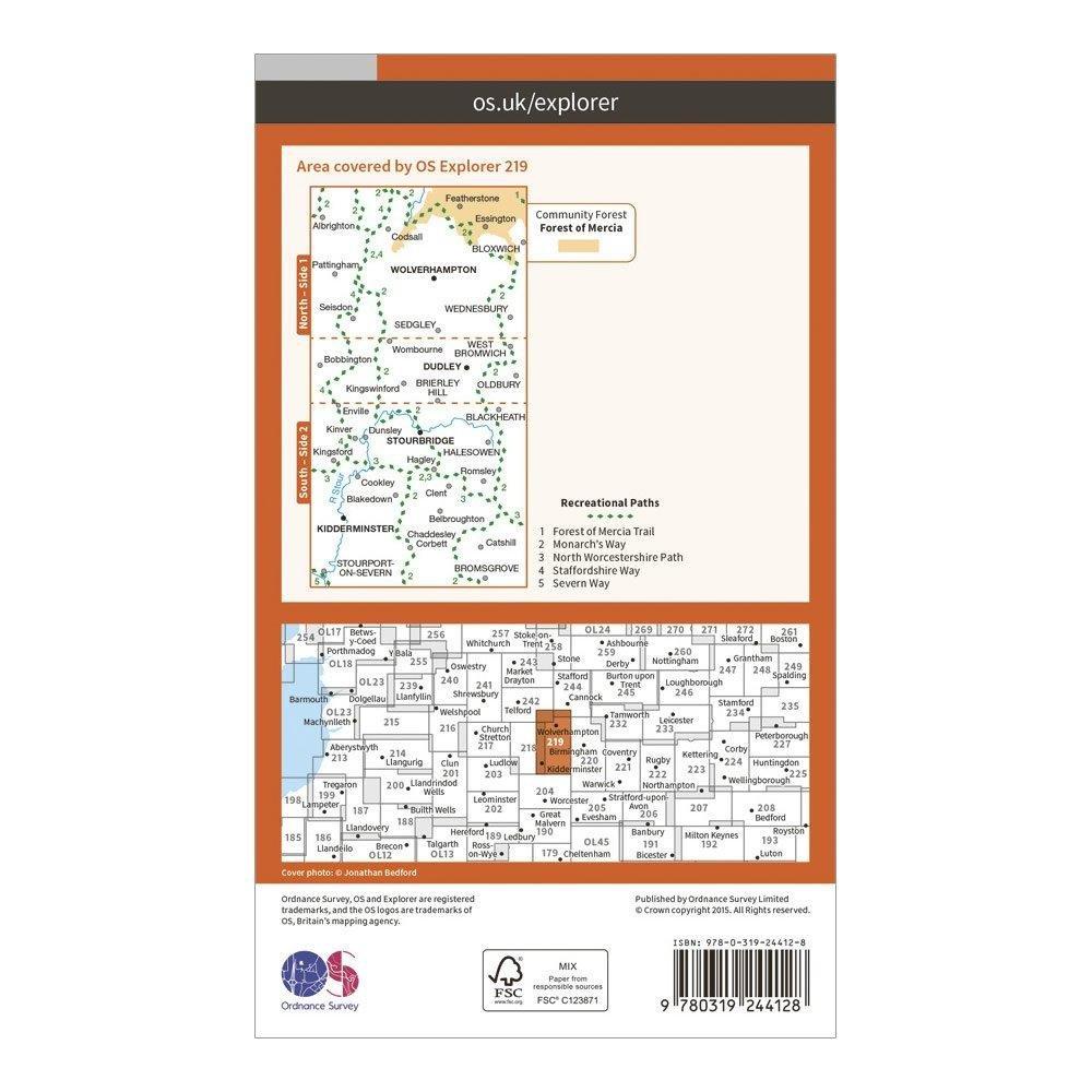 Explorer 219 Wolverhampton Dudley Stourbridge  Kidderminster Map With Digital Version