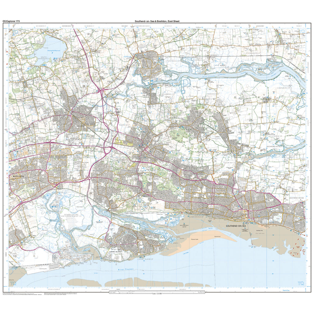 Explorer Active 175 Southend-on-Sea & Basildon Map With Digital Version