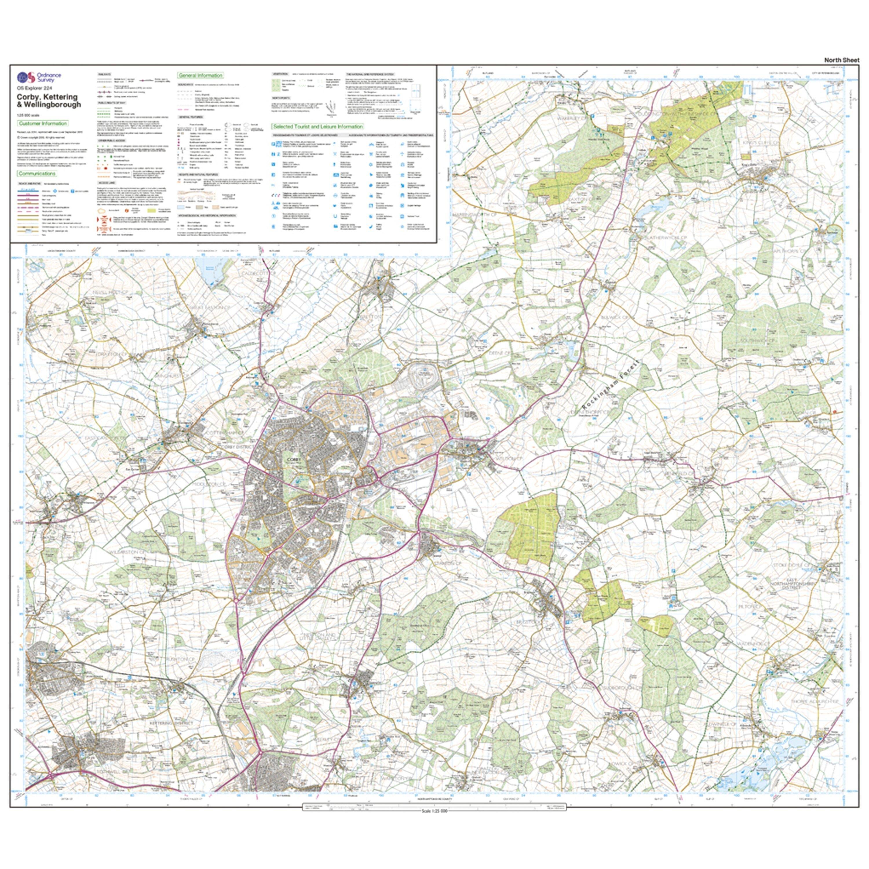 Explorer 224 Corby Kettering  Wellingborough Map With Digital Version