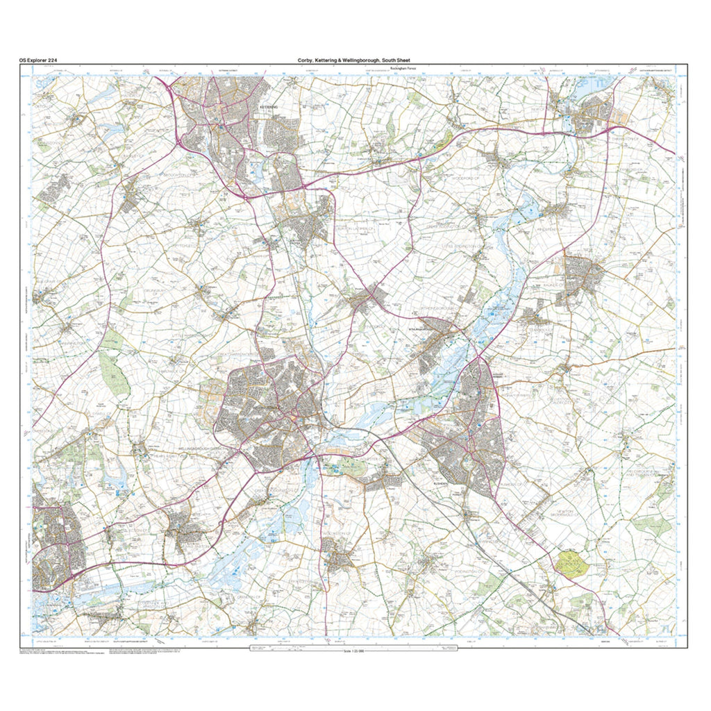 Explorer 224 Corby Kettering  Wellingborough Map With Digital Version