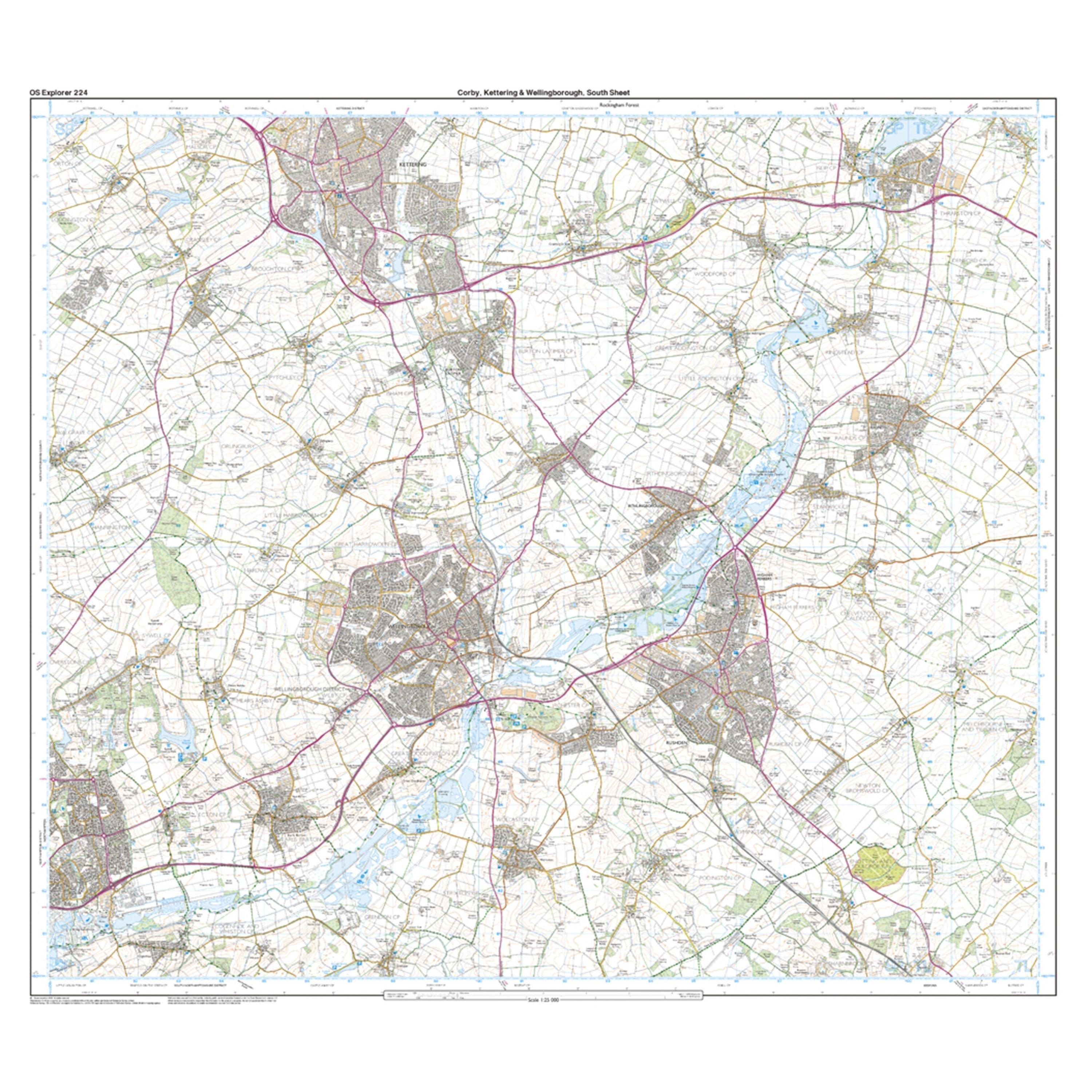 Explorer 224 Corby Kettering  Wellingborough Map With Digital Version