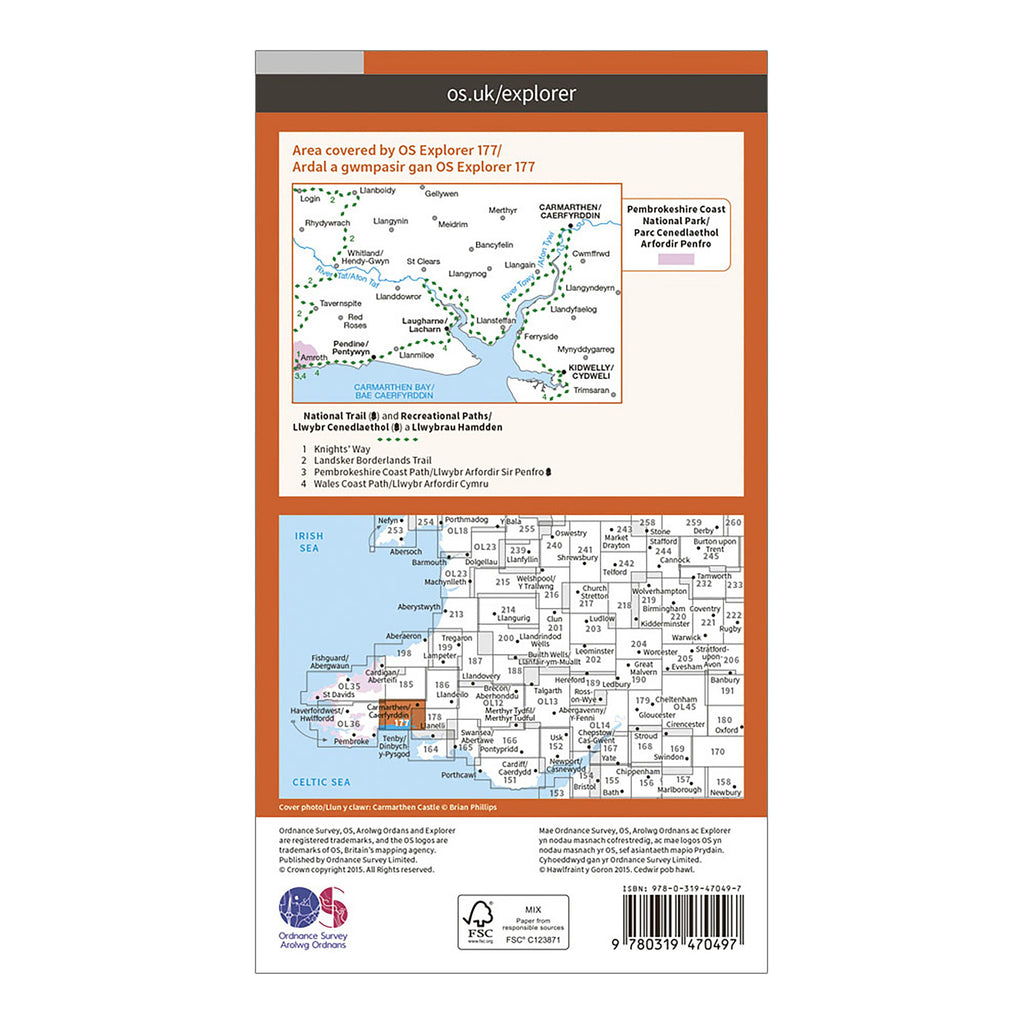 Explorer Active 177 Carmarthen  Kidwelly Map With Digital Version