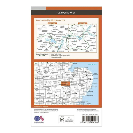Explorer 225 Huntingdon St Ives  Grafham Water Map With Digital Version
