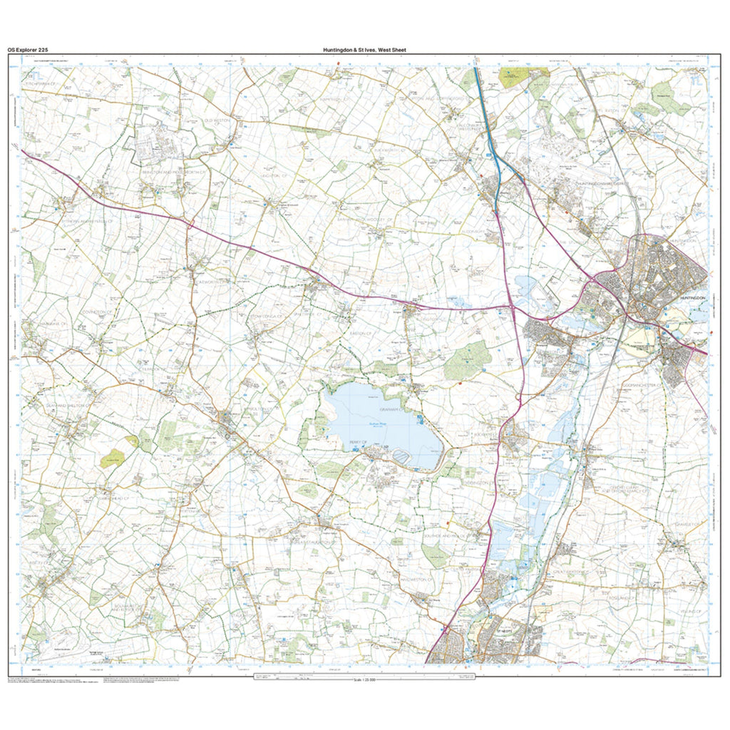 Explorer 225 Huntingdon St Ives  Grafham Water Map With Digital Version