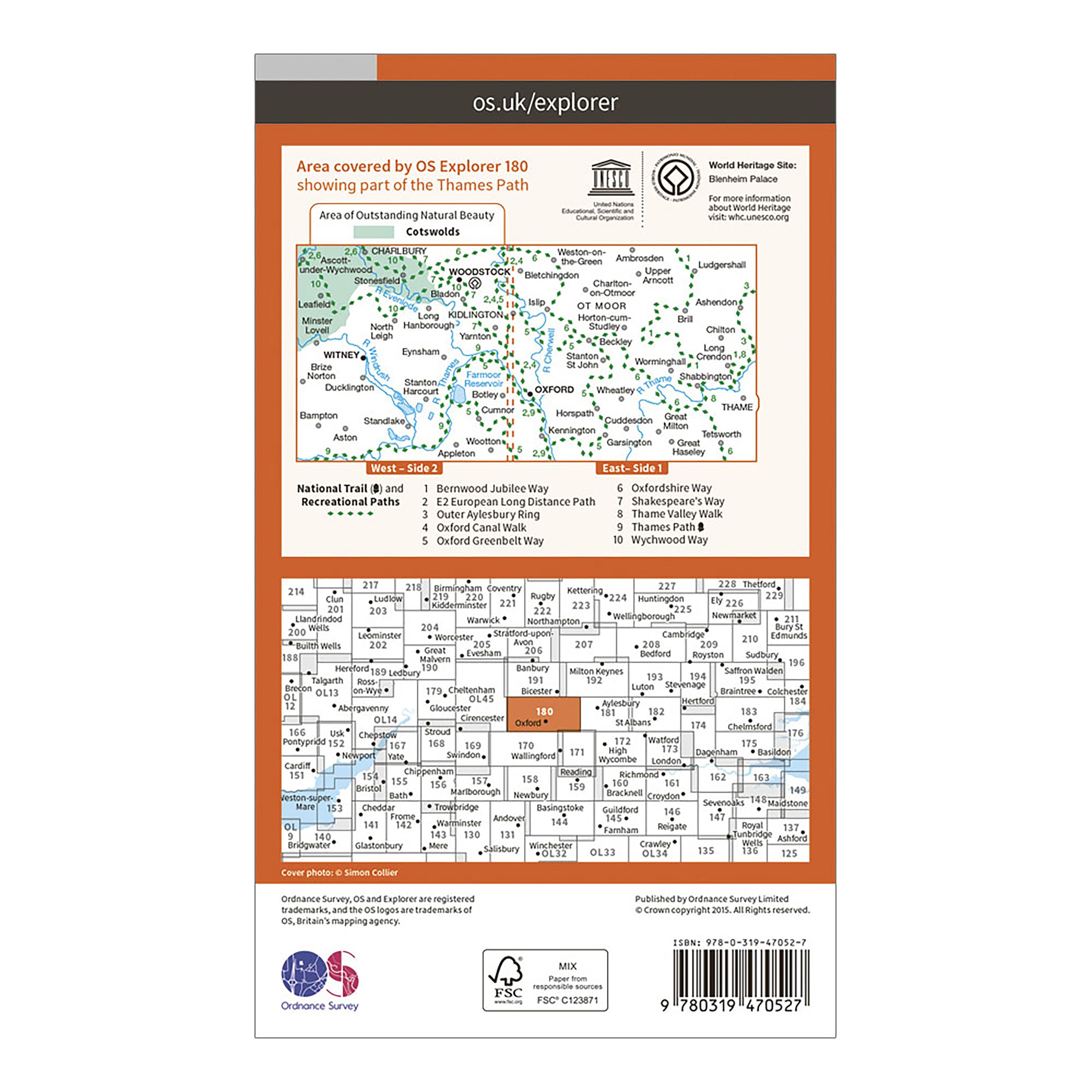 Explorer Active 180 Oxford, Witney & Woodstock Map With Digital Version