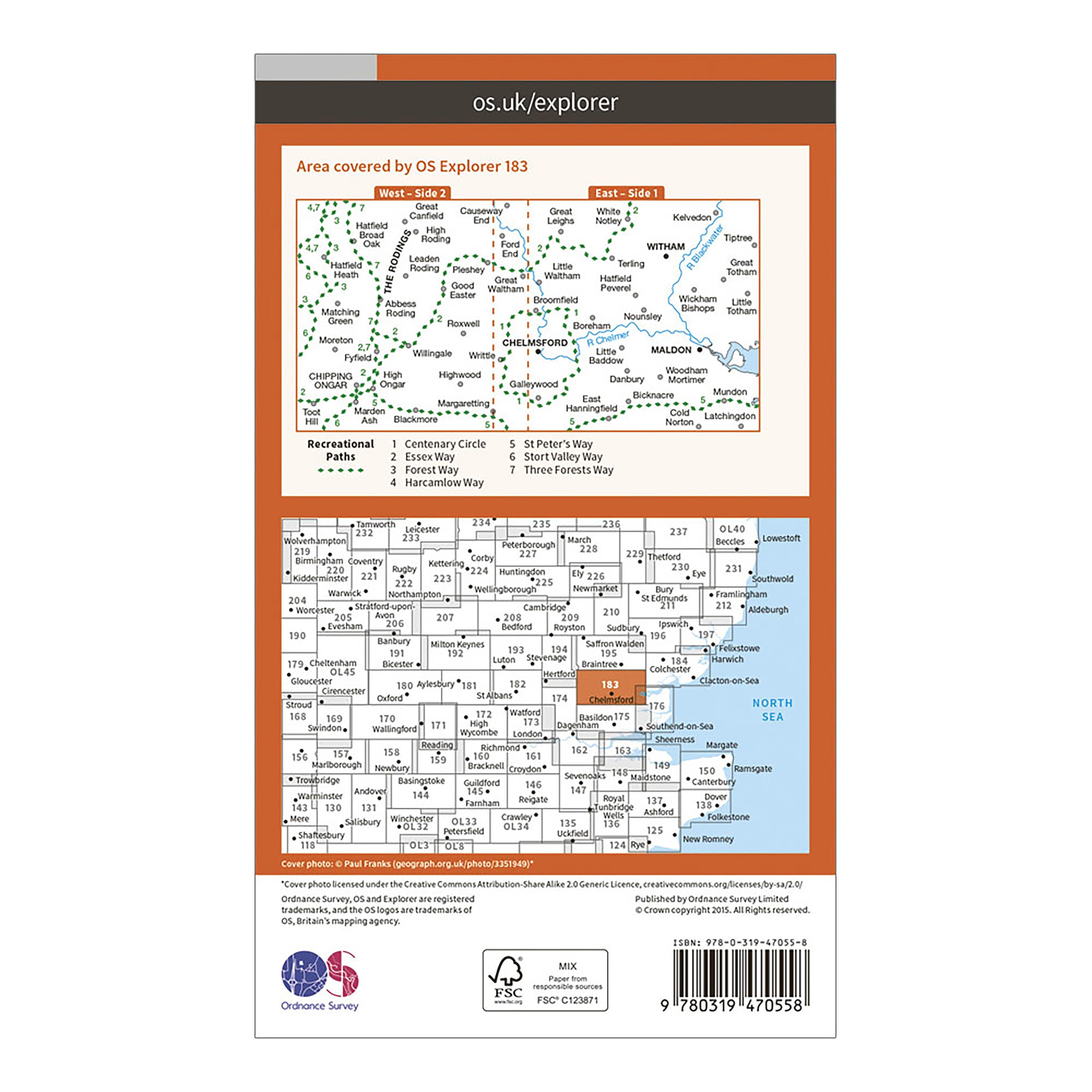 Explorer Active 183 Chelmsford  The Rodings Map With Digital Version