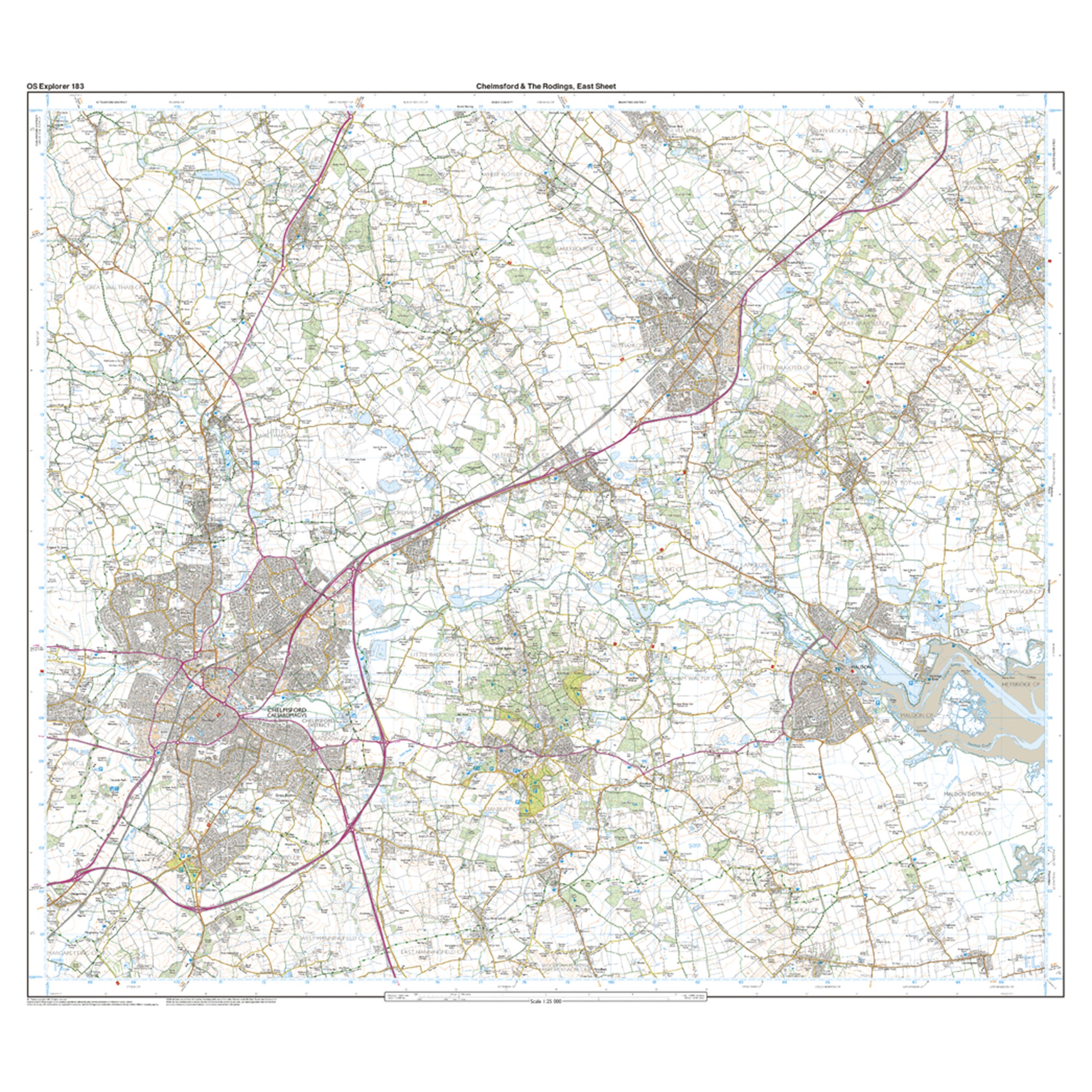 Explorer Active 183 Chelmsford  The Rodings Map With Digital Version