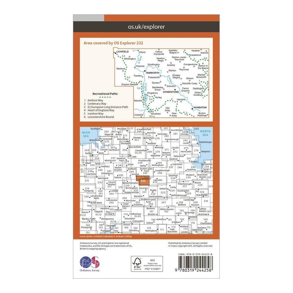 Explorer 232 Nuneaton  Tamworth Map With Digital Version