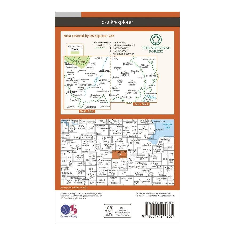 Explorer 233 Leicester & Hinckley Map With Digital Version