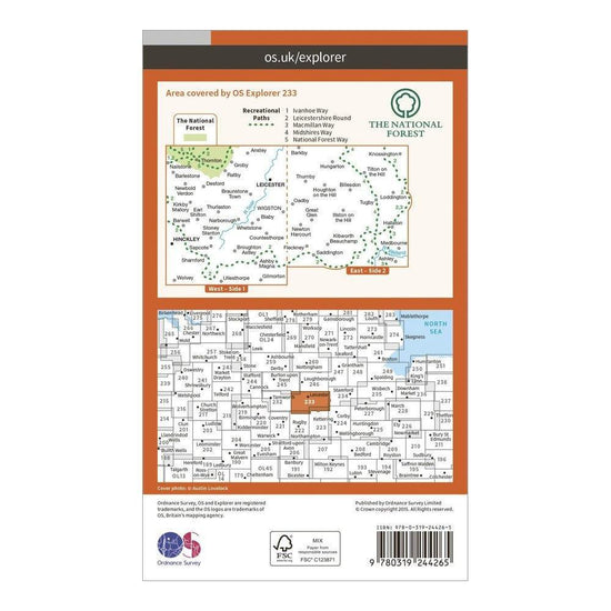 Explorer 233 Leicester & Hinckley Map With Digital Version