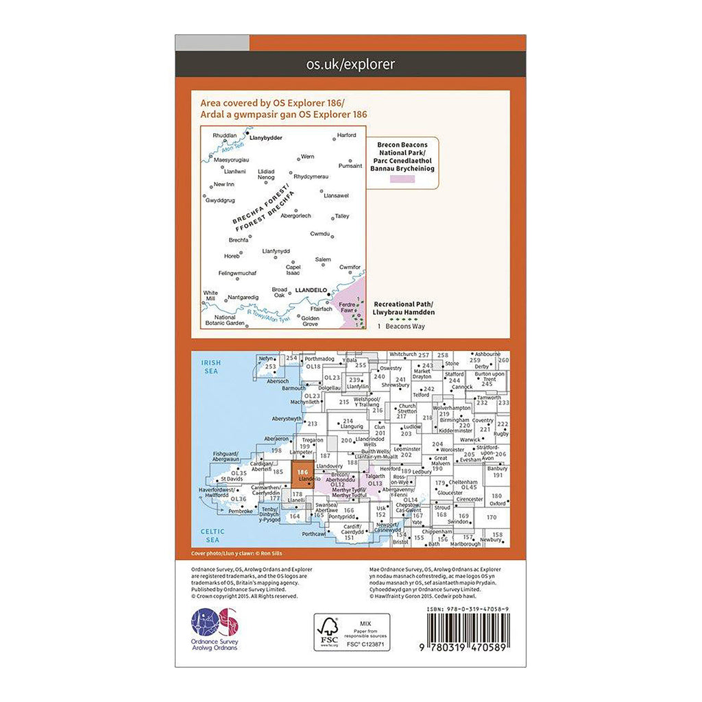Explorer Active 186 Llandeilo & Brechfa Forest Map With Digital Version