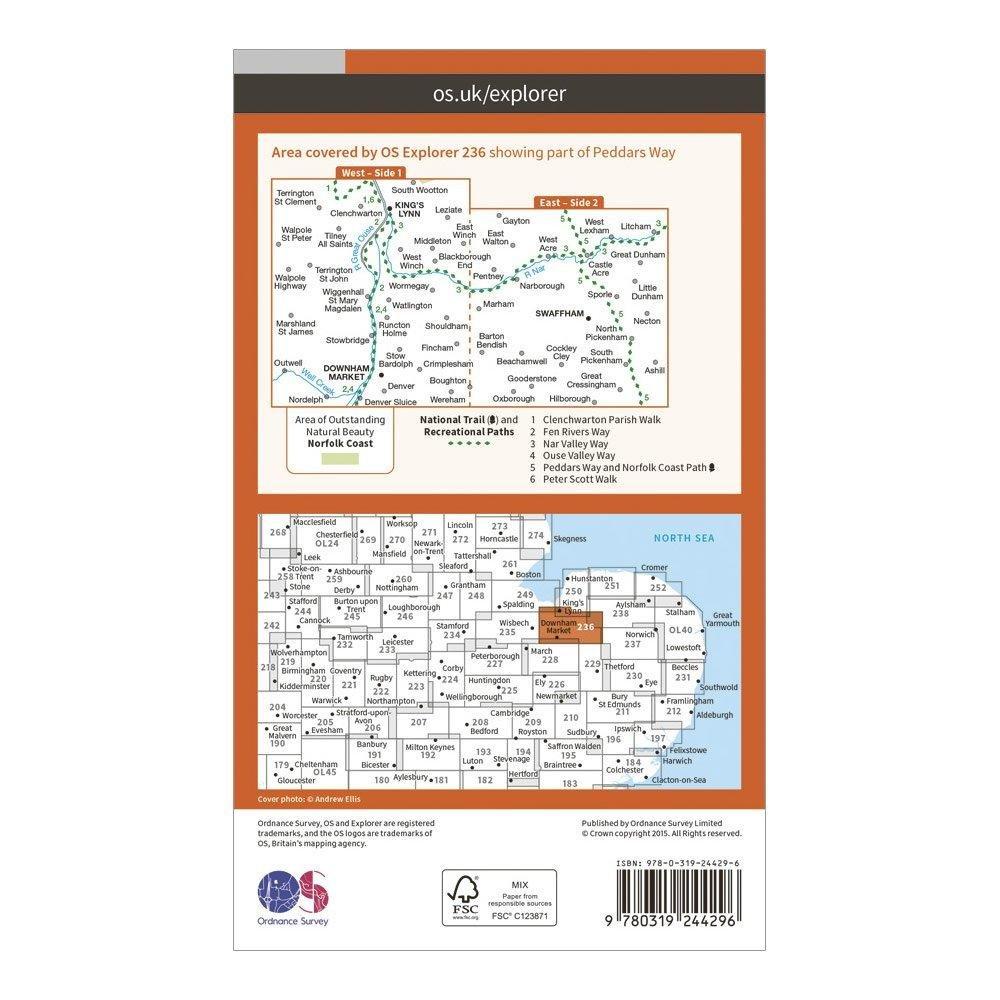 Explorer 236 King's Lynn, Downham Market & Swaffham Map With Digital Version