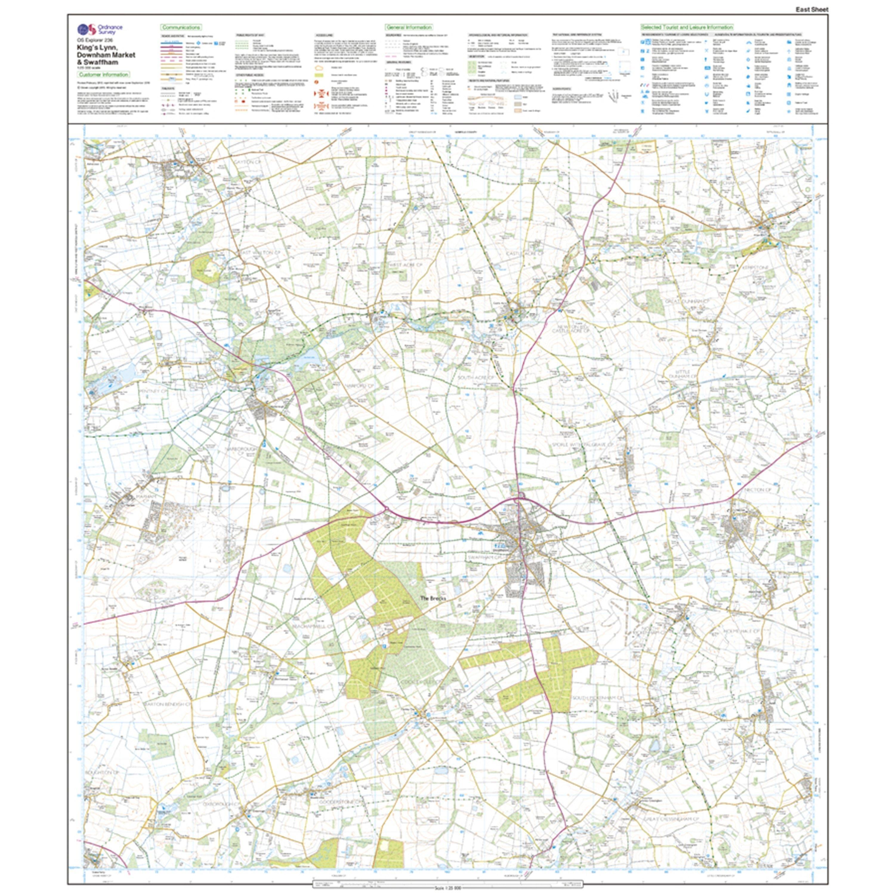 Explorer 236 King's Lynn, Downham Market & Swaffham Map With Digital Version