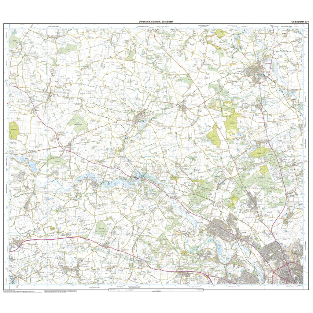 Explorer 238 East Dereham  Aylsham Map With Digital Version