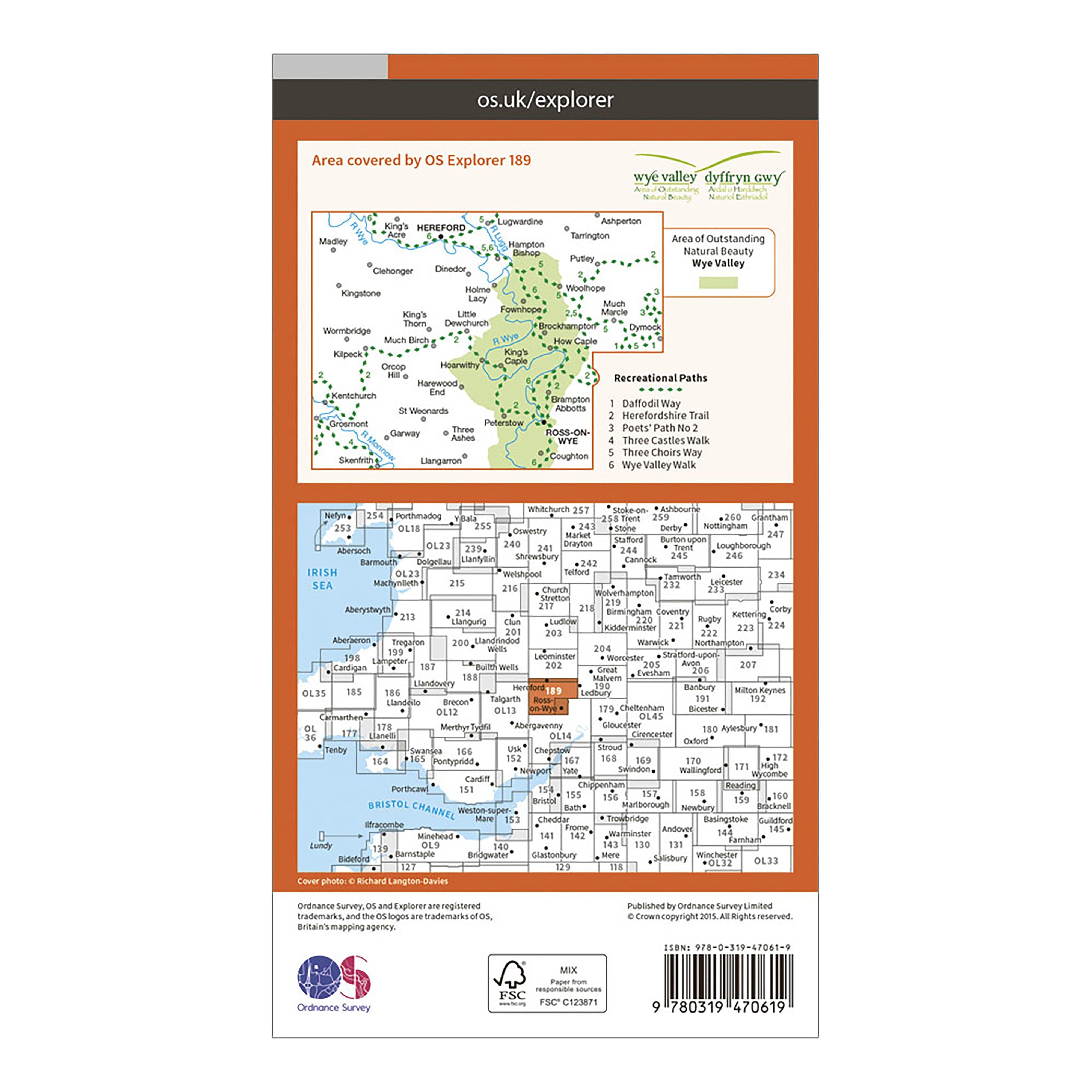 Explorer Active 189 Hereford & Ross-on-Wye Map With Digital Version